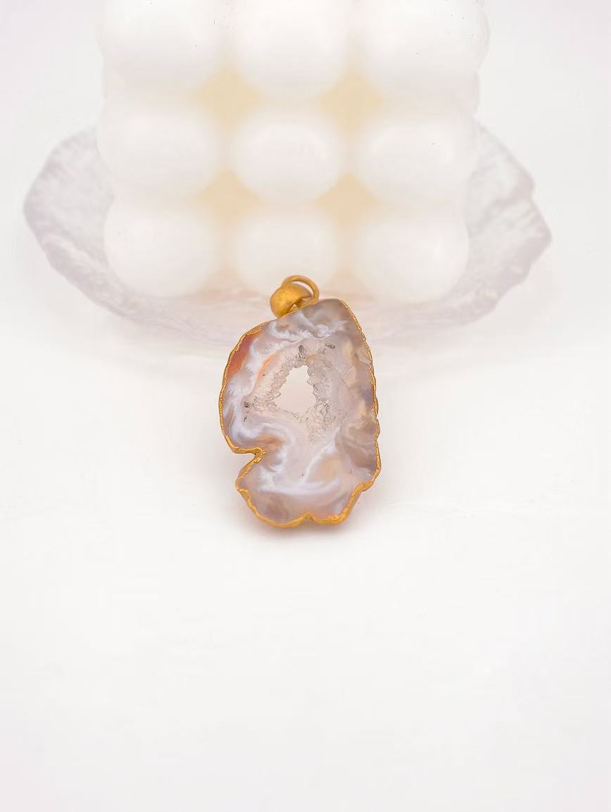 Natural Geode Agate Pendant image