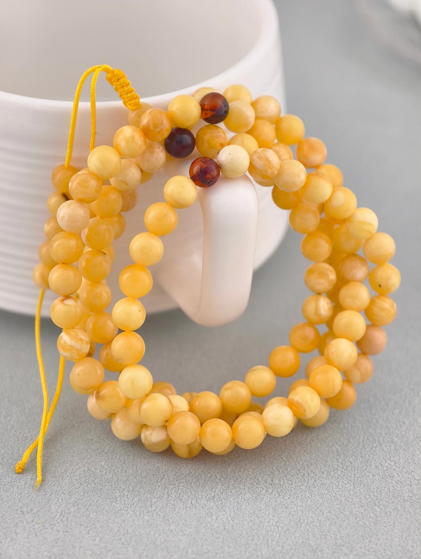 Natural Beeswax and Blood Amber Multi-Circle Bracelet image