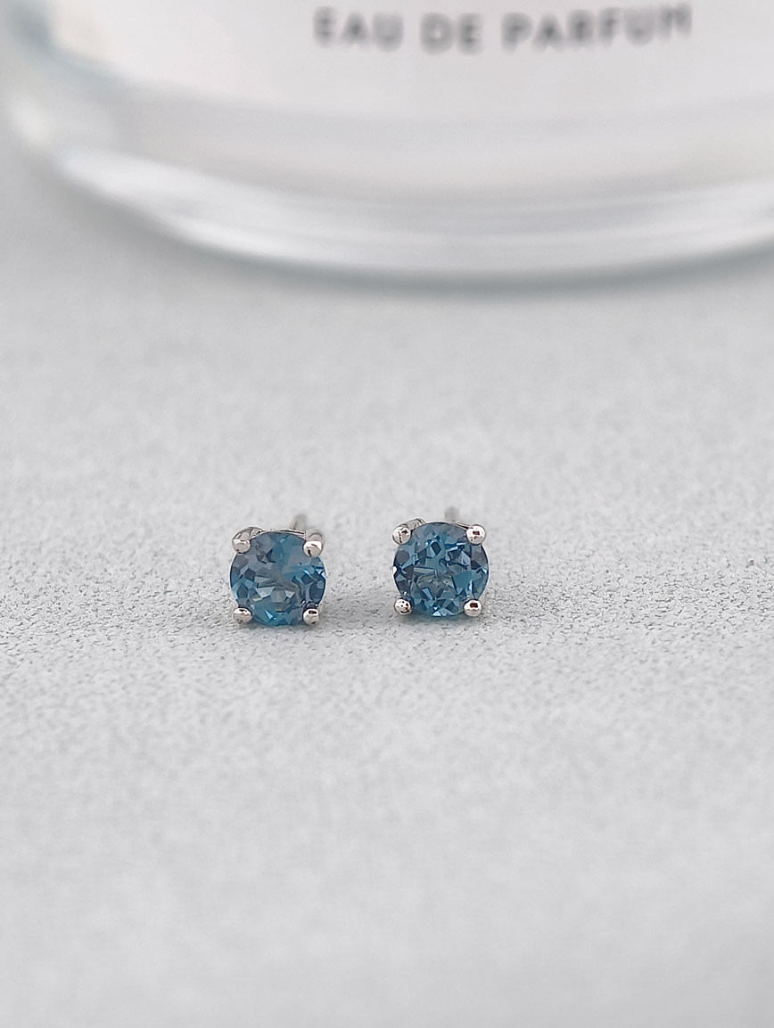 Natural Blue Topaz Sterling Silver Earrings image