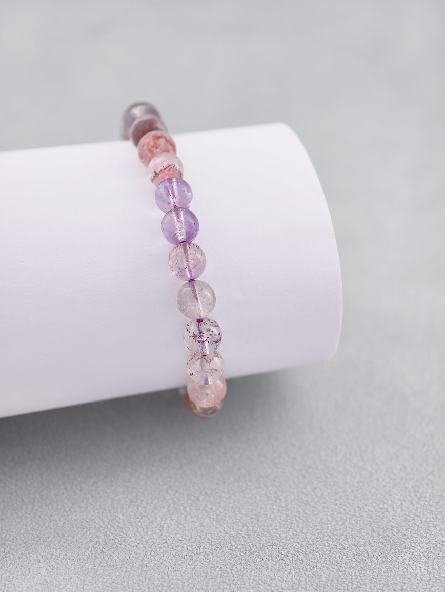 Natural Super Seven Round Bead Bracelet image