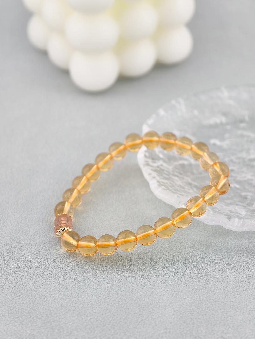 Natural Citrine and Yellow Tourmaline Lucky Bead Bracelet image