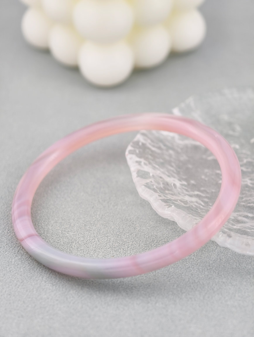 Natural Pink Chalcedony and Pink Agate Bracelet image
