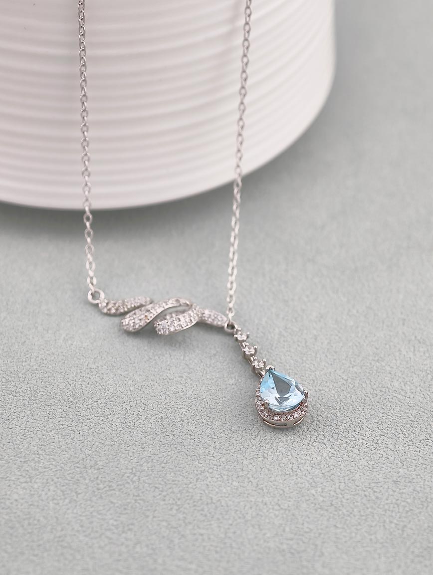 Natural Topaz Sterling Silver Gold Plated Necklace image