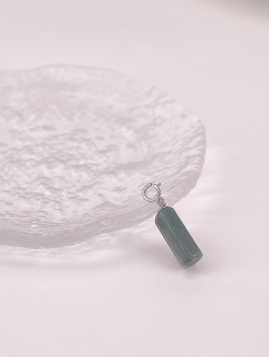 Natural Green Phantom Simple Style Sterling Silver Pendant image