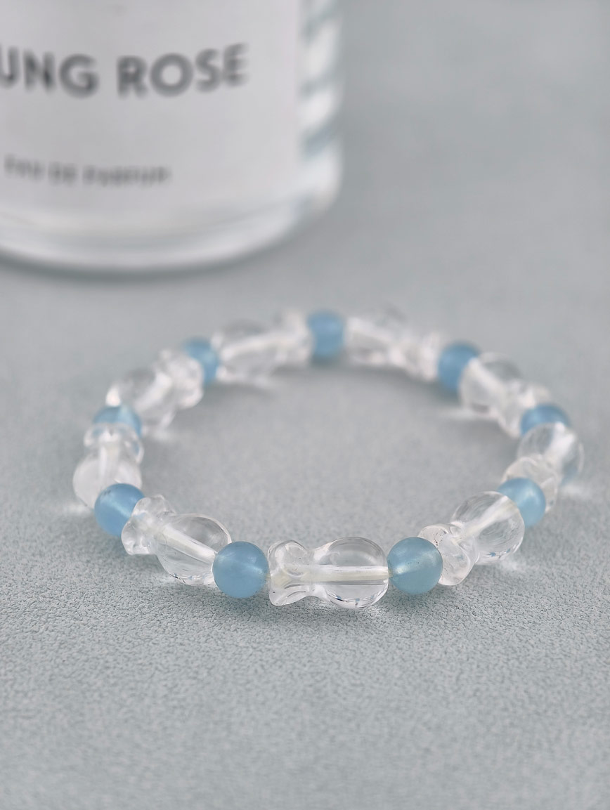 Clear Quartz Lucky Bag and Aquamarine Bracelet image