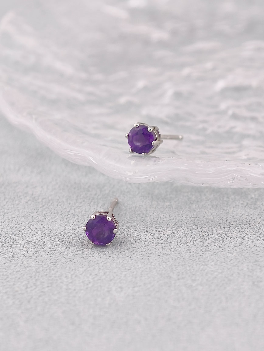 Natural Amethyst Sterling Silver Earrings image