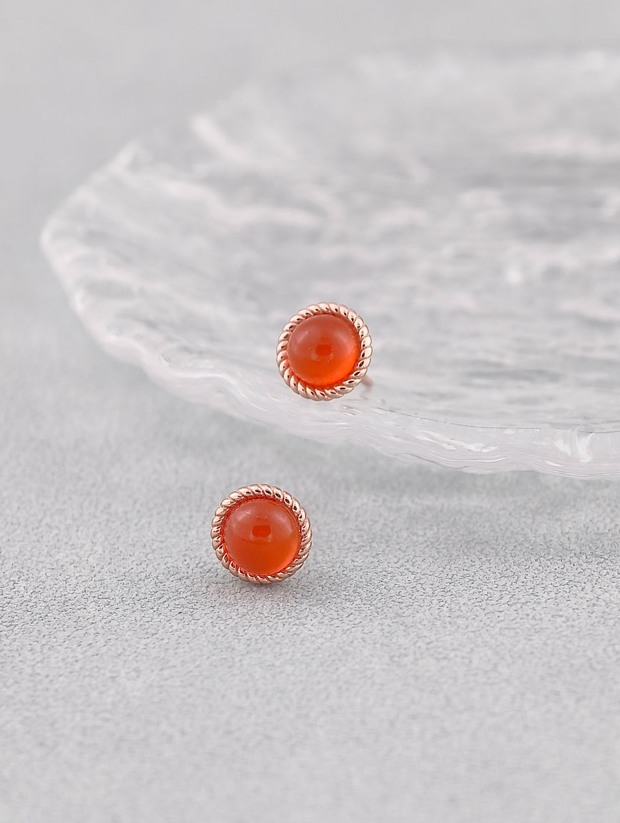 Natural South Red Agate Simple Style Sterling Silver Earrings image