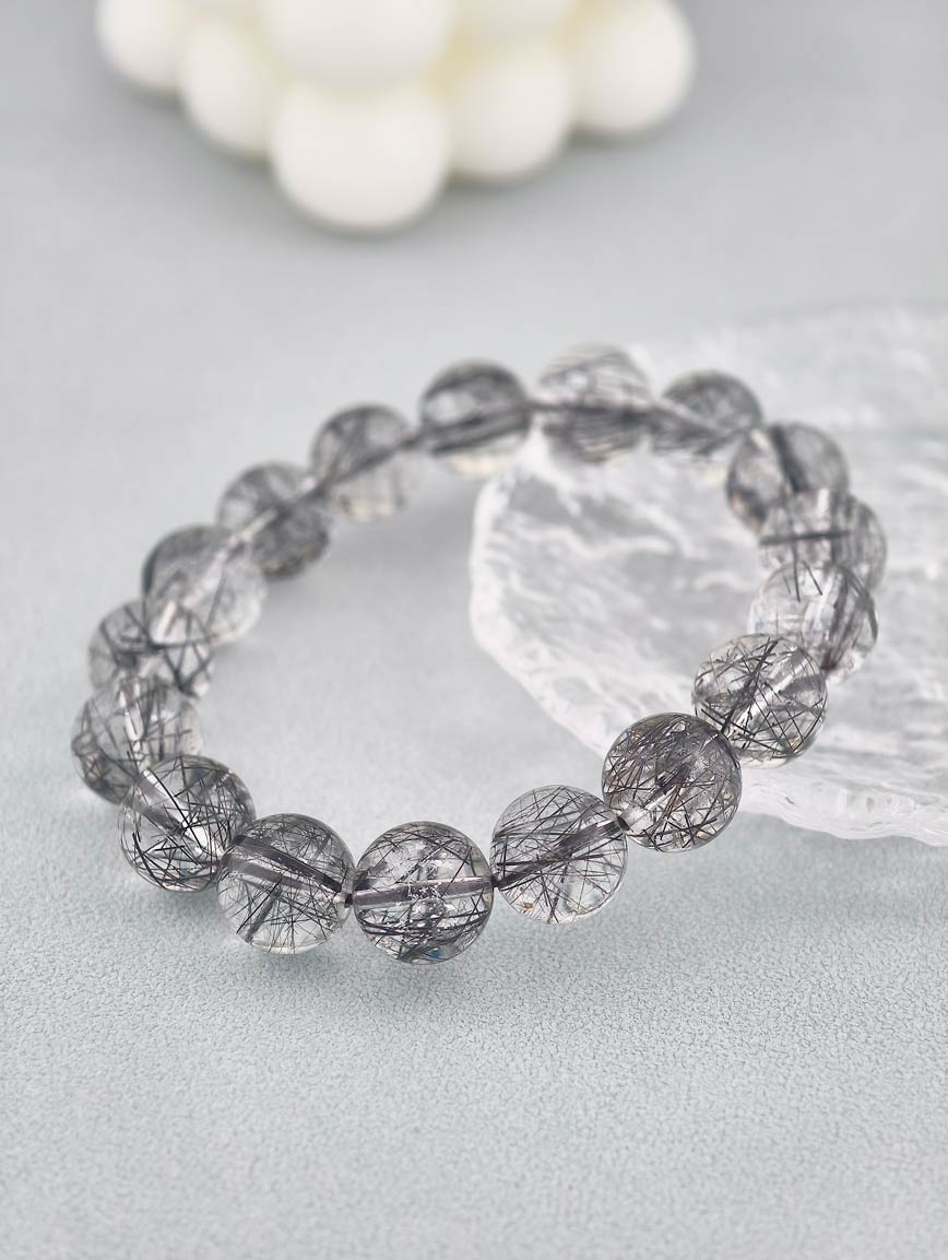 Natural Black Rutilated Quartz Bracelet image