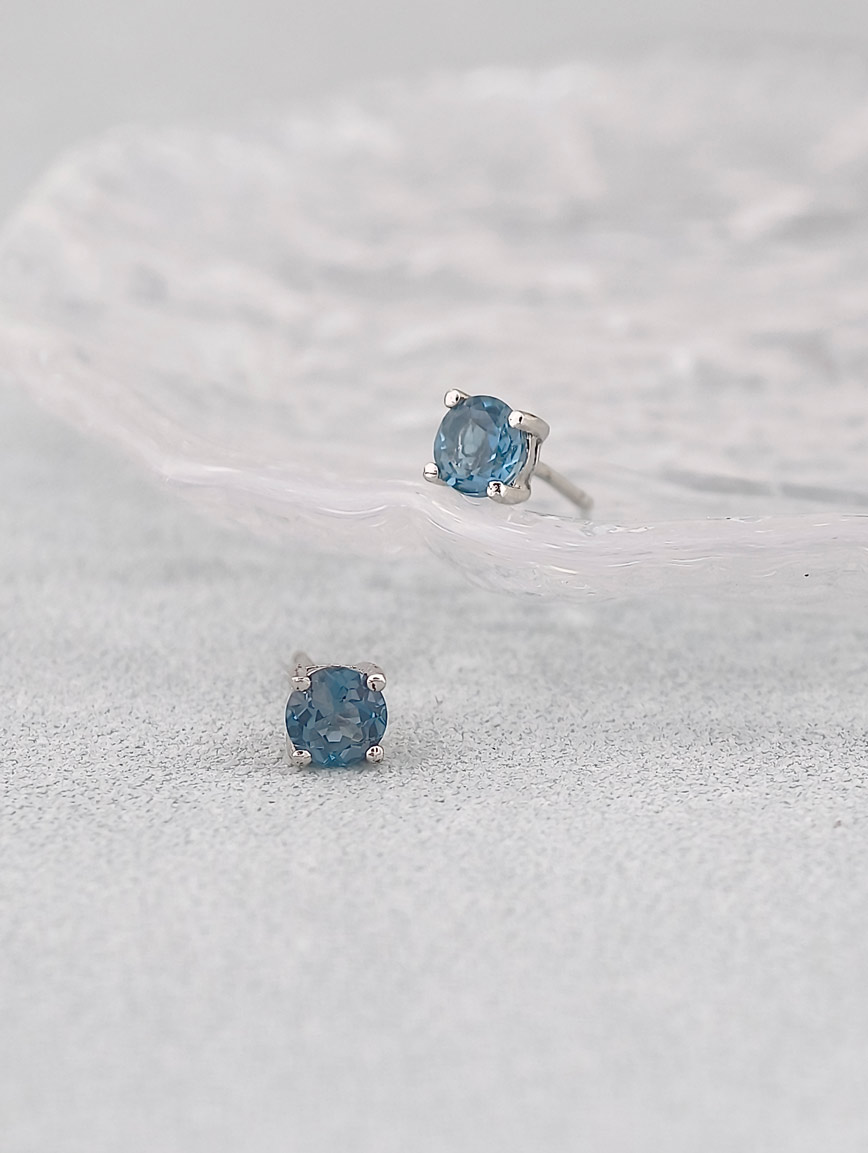 Natural Blue Topaz Sterling Silver Earrings image