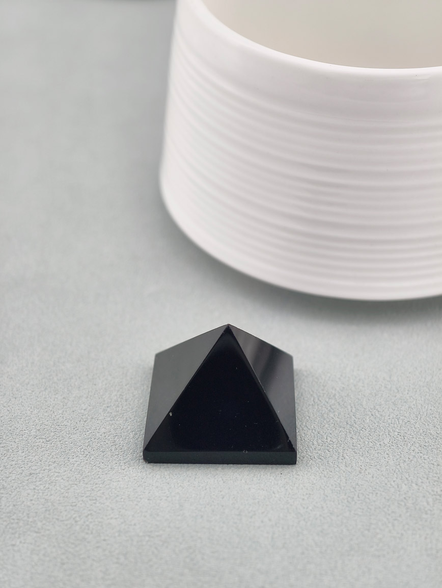 Natural Black Agate Pyramid Ornament image