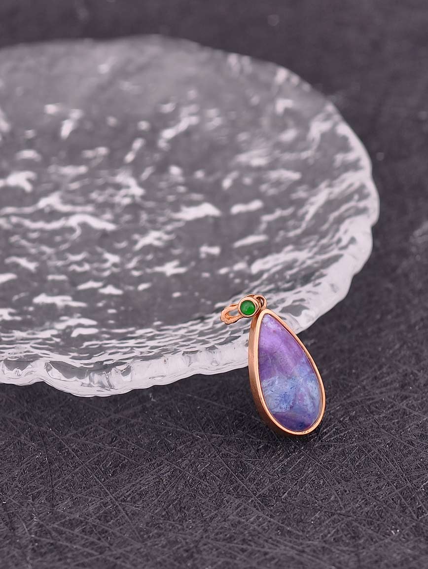 Natural Water Drop Sugilite Sterling Silver Pendant image