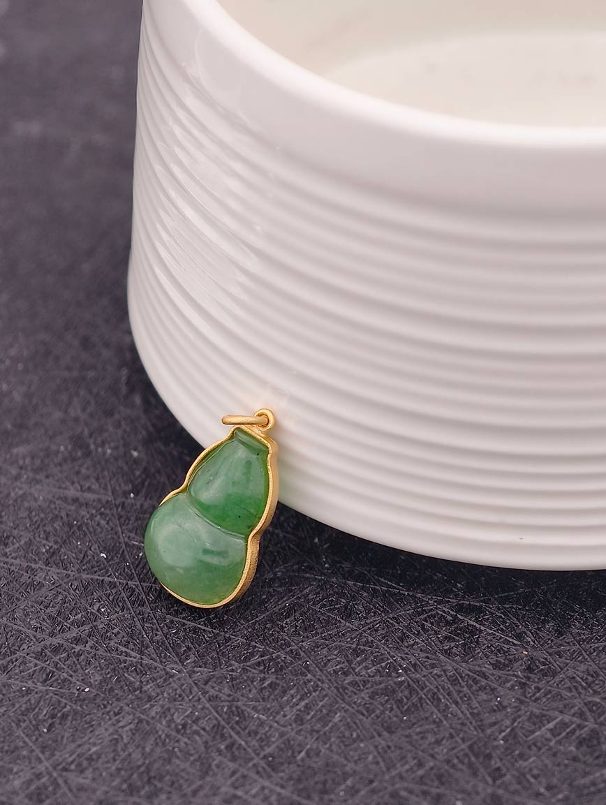 Natural Jadeite Gourd Sterling Silver Pendant image