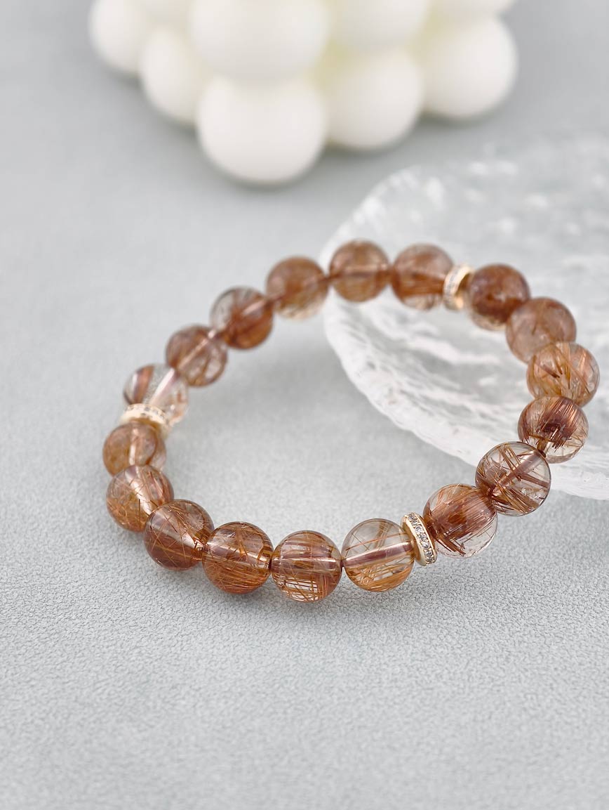 Natural Copper Rutilated Quartz Exquisite Style Bracelet image