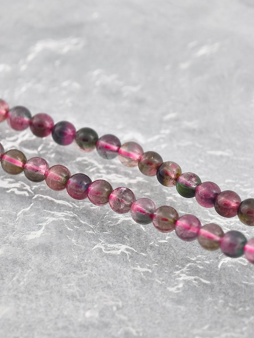 Natural Watermelon Tourmaline Three-Wrap Bracelet image