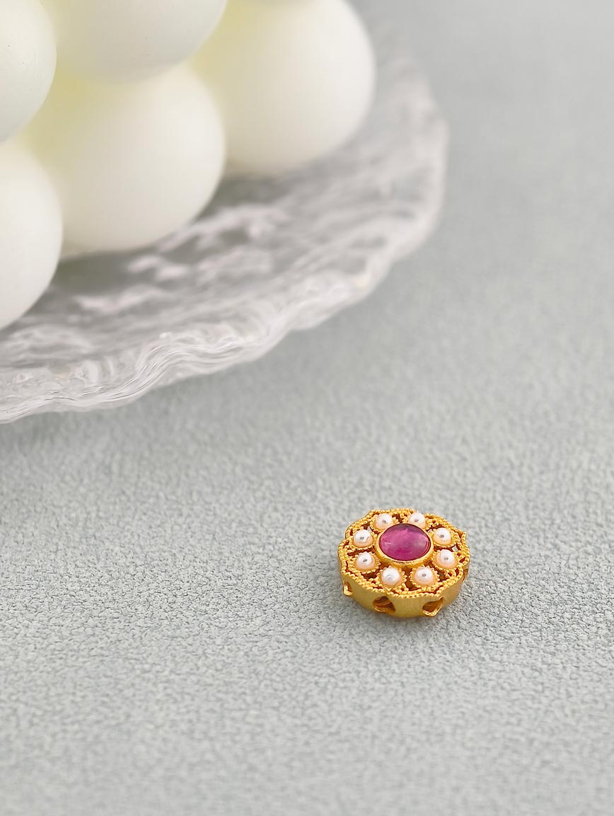 Natural Tourmaline Ruyi Flower Sterling Silver DIY Accessory image