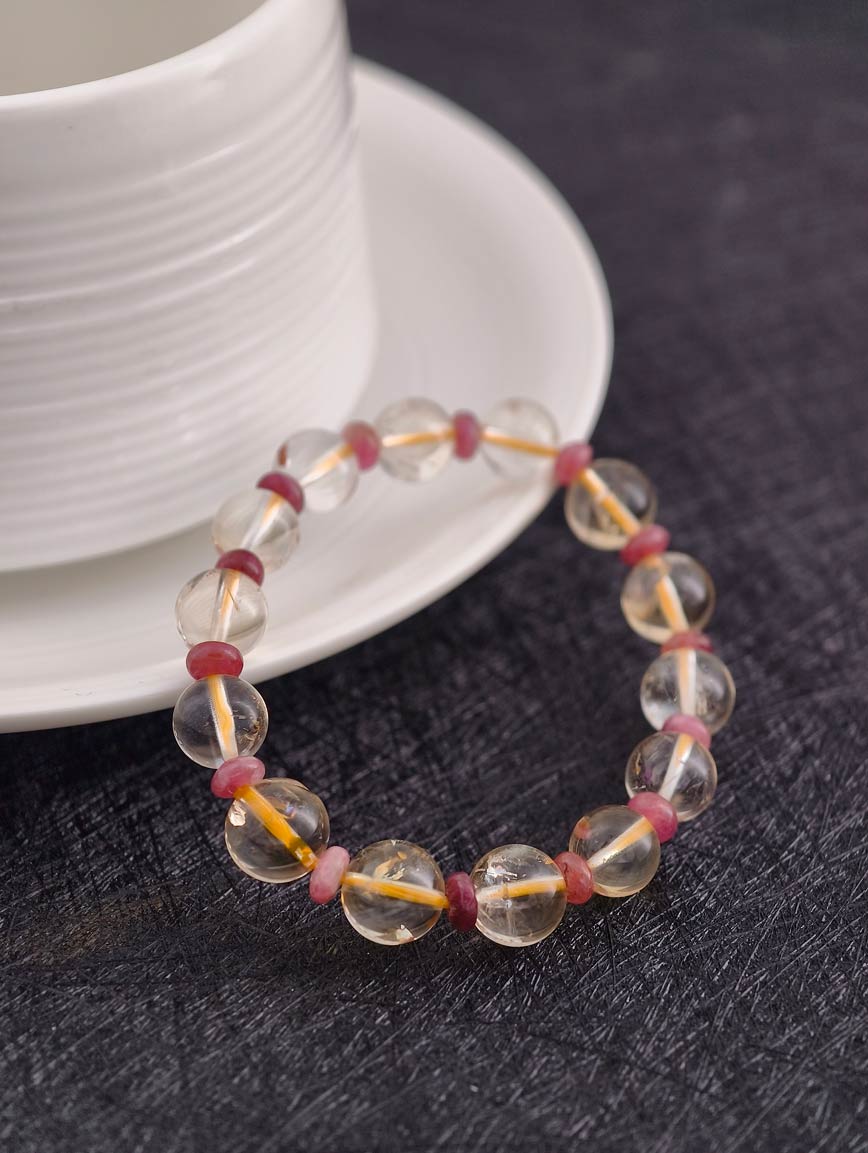 Natural Citrine and Abacus Bead Tourmaline Bracelet image