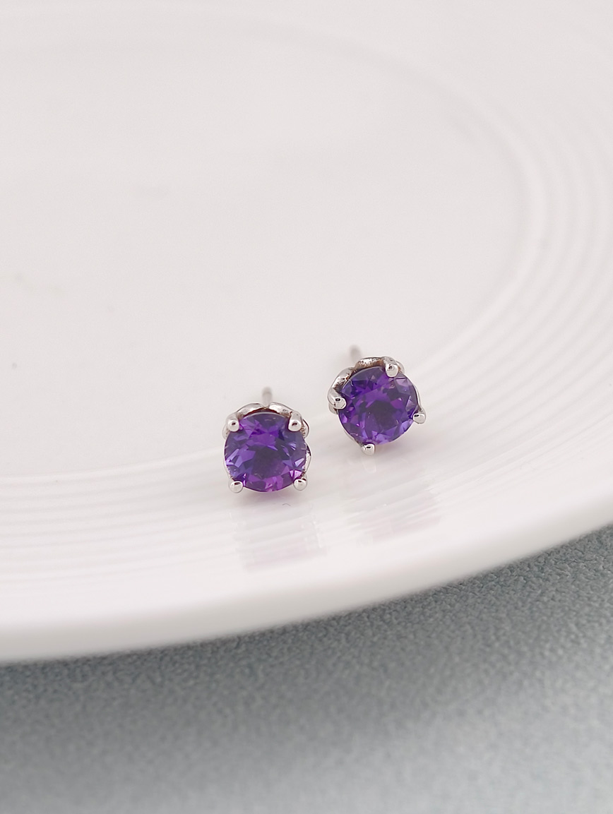 Natural Amethyst Simple Style Earrings image