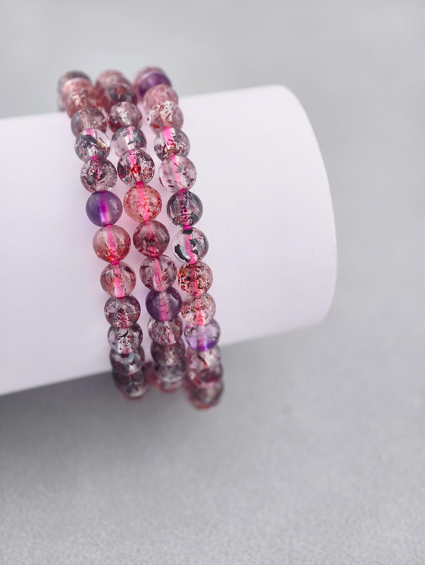 Natural Super Seven Three-Wrap Bracelet image