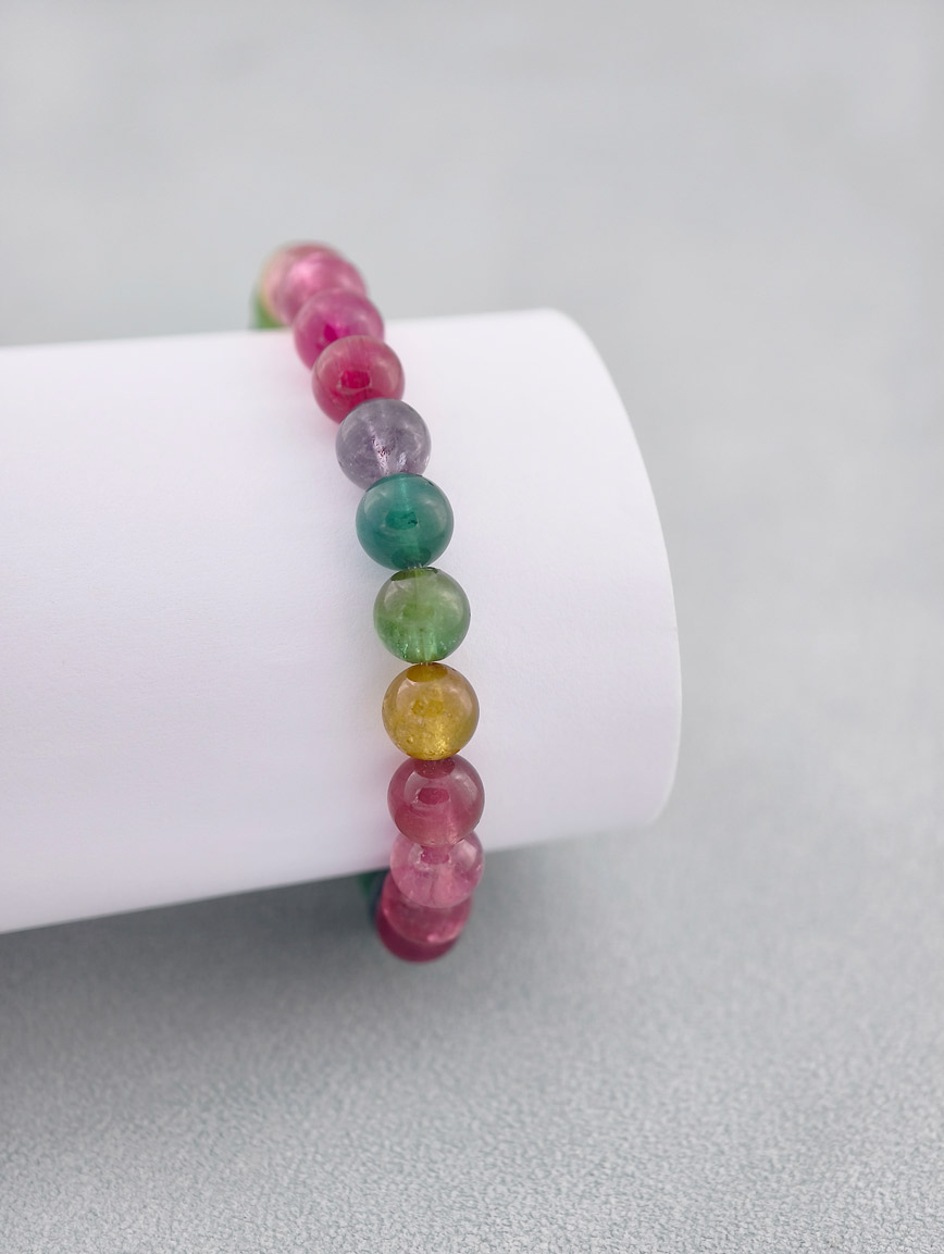 Natural Brazilian Old-Mine Rainbow Tourmaline Bracelet image