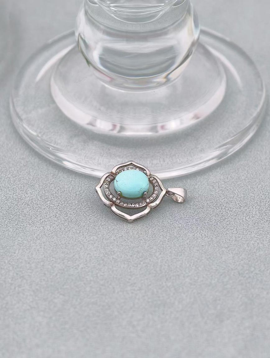 Natural Turquoise Sterling Silver Pendant image
