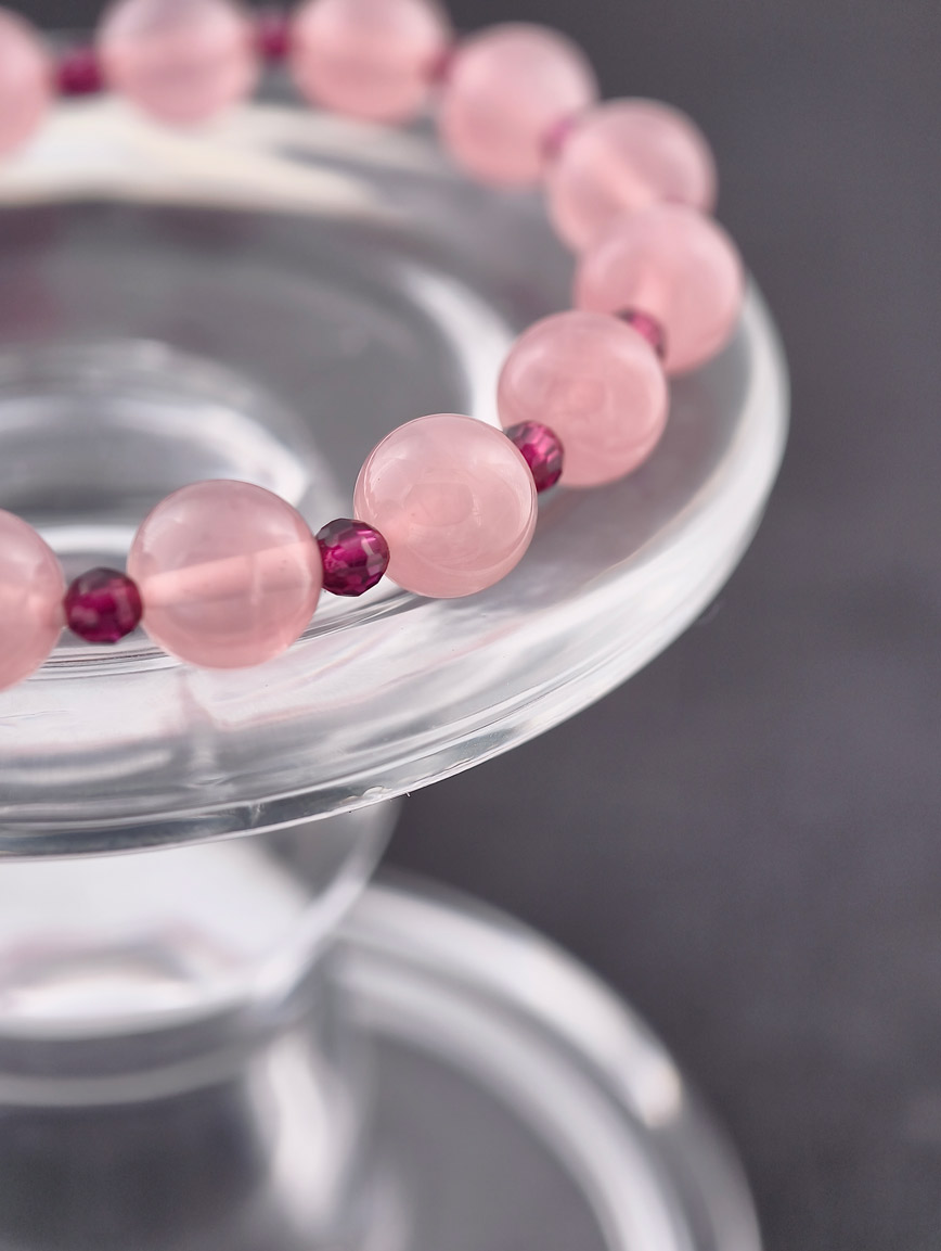 Madagascar Rose Quartz and Garnet Bracelet image
