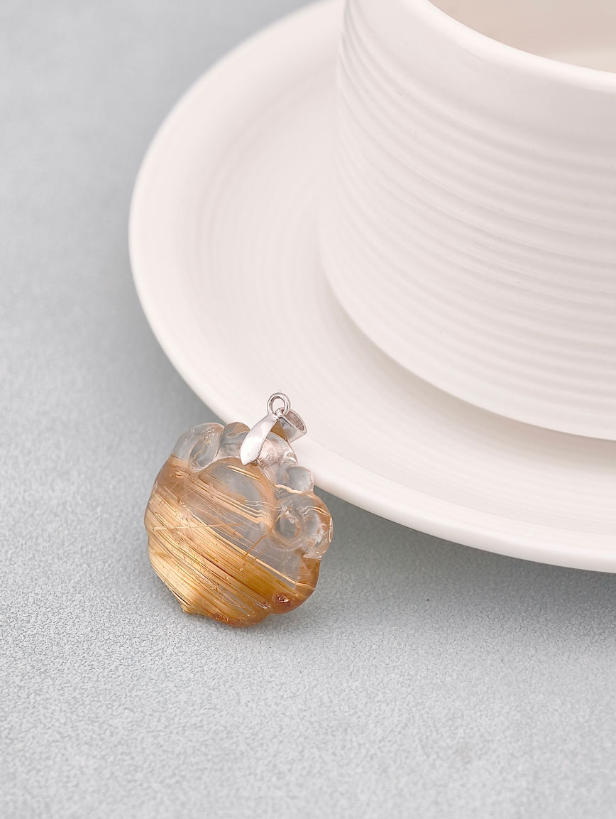 Natural Rutilated Quartz Sterling Silver Pendant image