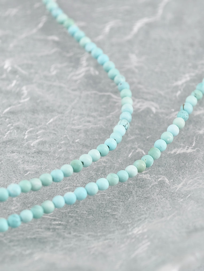 Natural Turquoise and Beeswax Three-Wrap Bracelet image