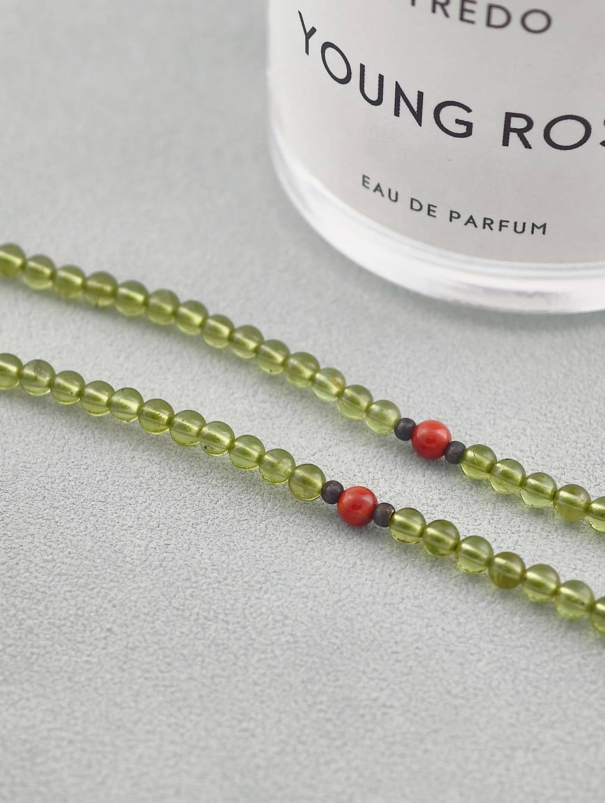 Sugilite Rose with South Red Agate and Peridot Necklace image