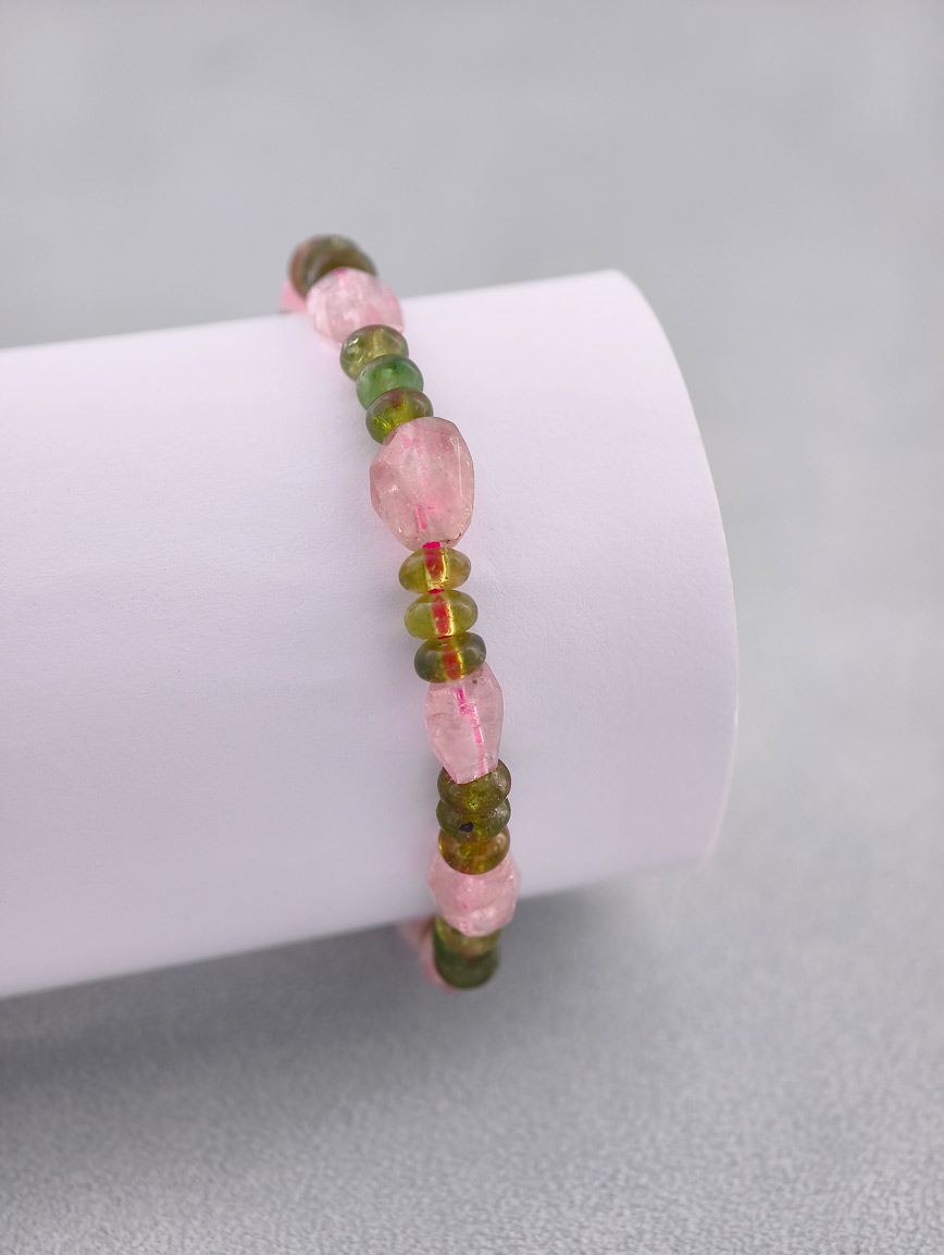 Natural Pink Tourmaline and Green Tourmaline Exclusive Design Bracelet image