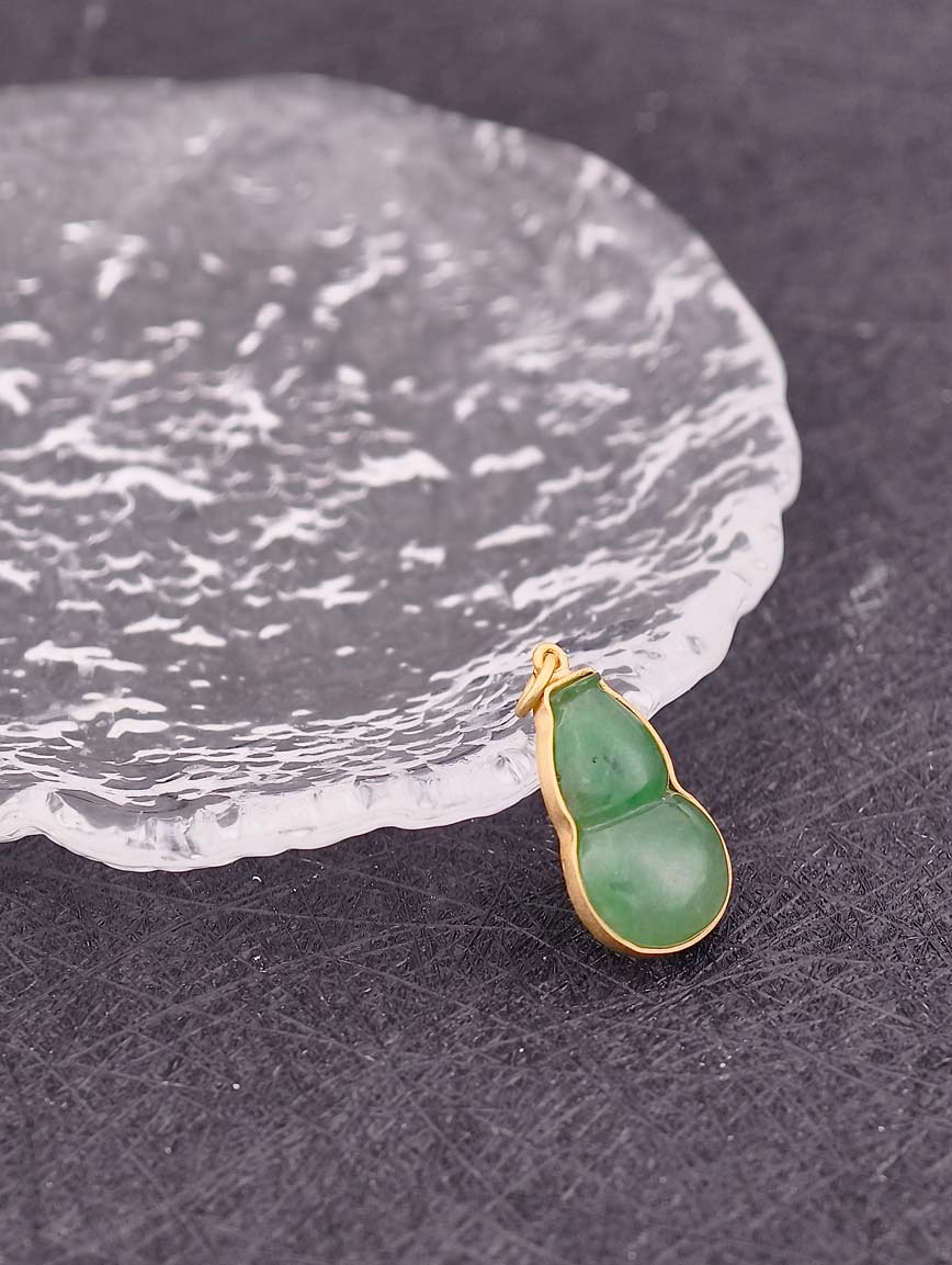 Natural Jadeite Gourd Sterling Silver Pendant image