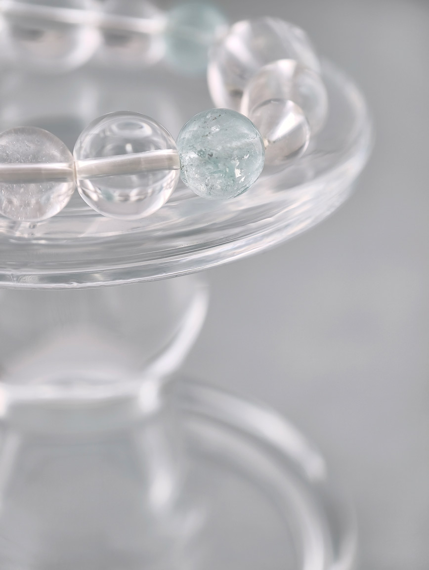 Natural Clear Quartz and Aquamarine Bracelet image