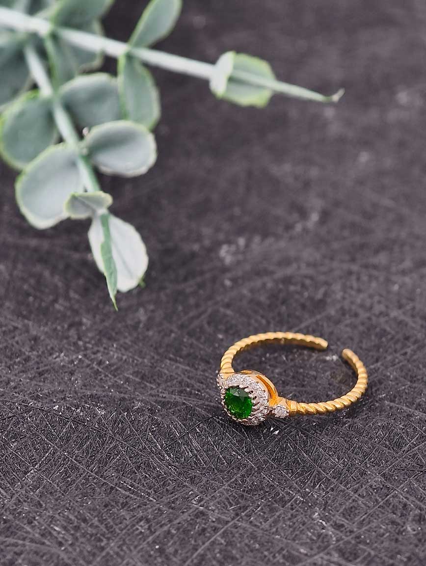 Natural Diopside Open Adjustable Ring image