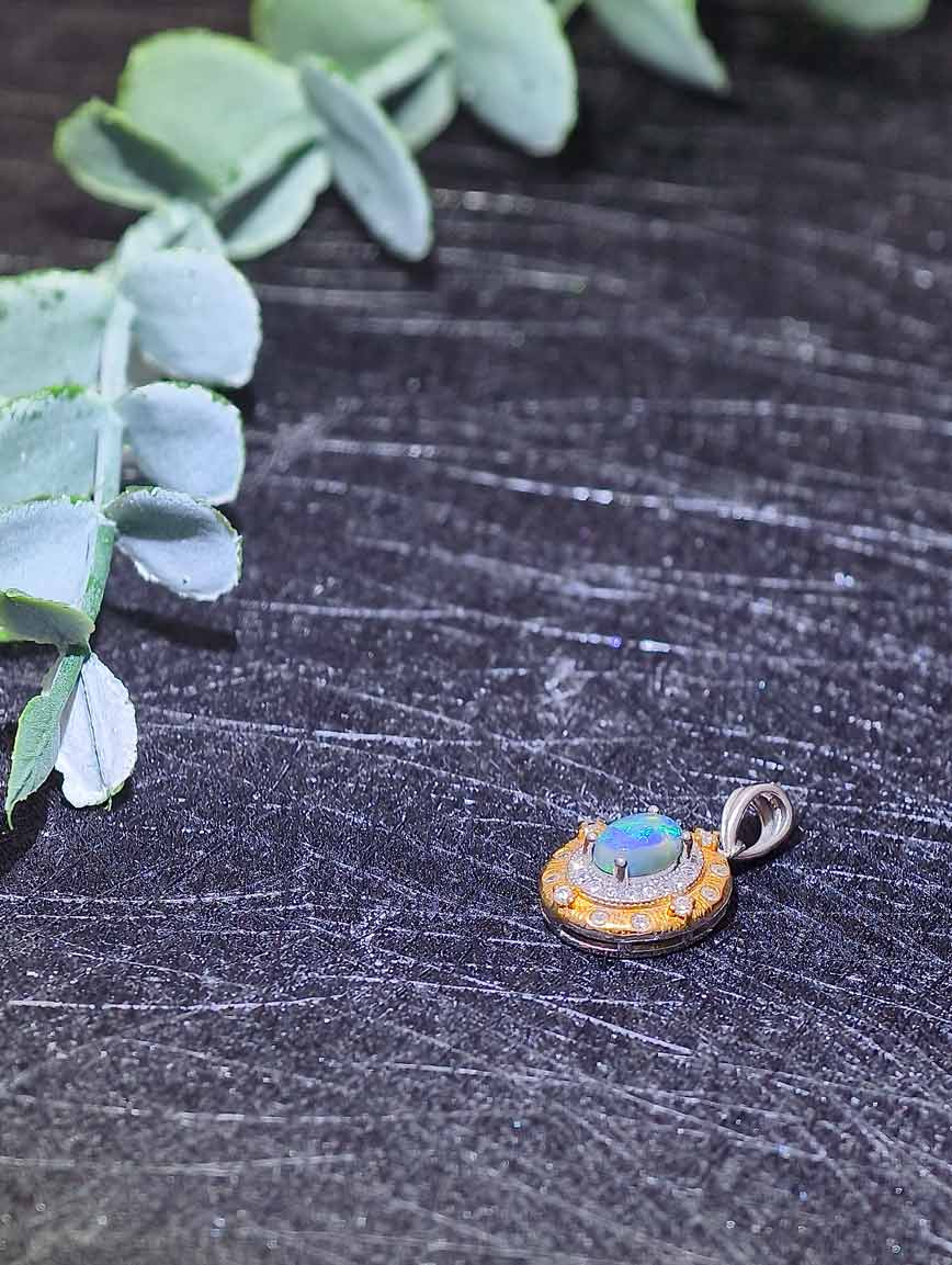 Natural Opal Sterling Silver Gold Plated Seiko Pendant image