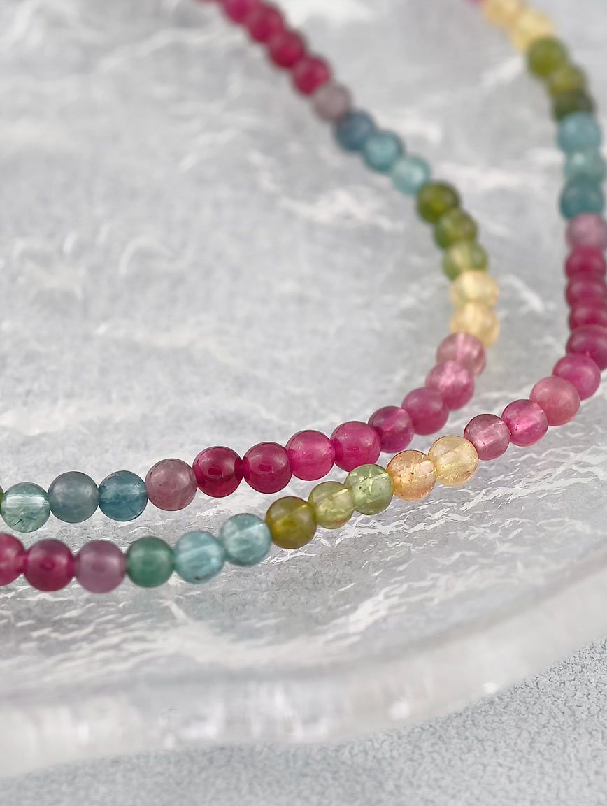 Natural Rainbow Tourmaline Three-Wrap Bracelet image