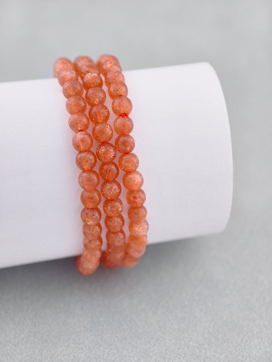 Natural Golden Strawberry Quartz Three-Wrap Bracelet image