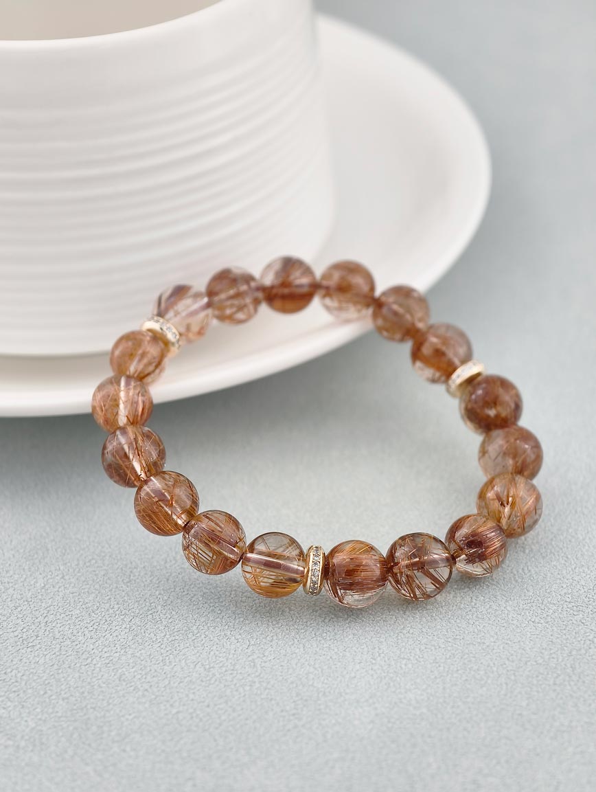 Natural Copper Rutilated Quartz Exquisite Style Bracelet image