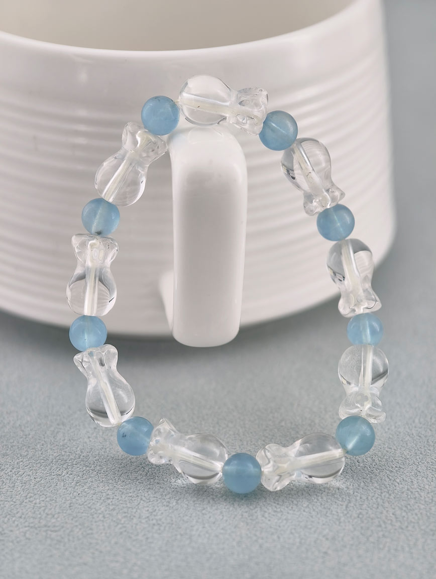 Clear Quartz Lucky Bag and Aquamarine Bracelet image