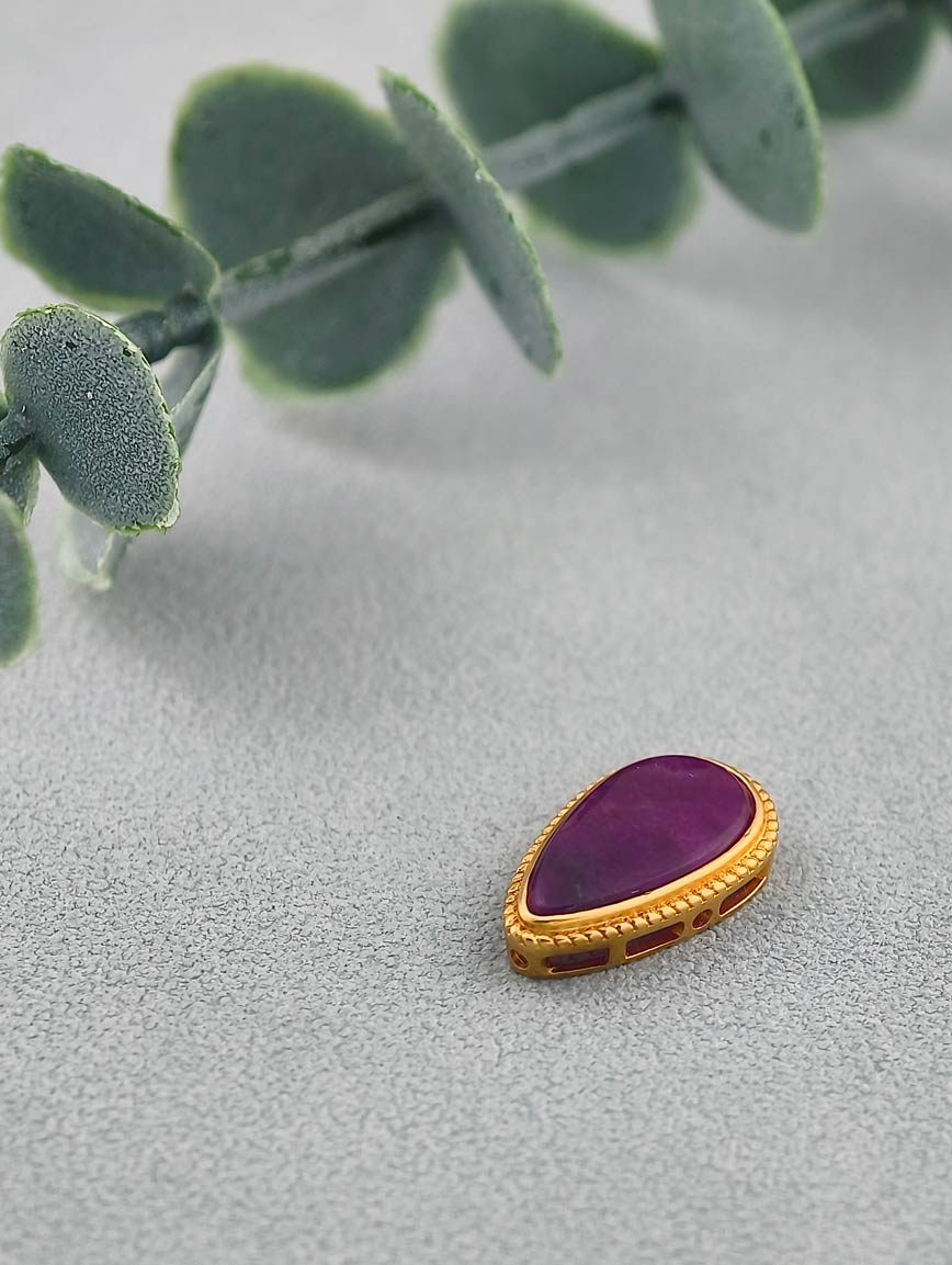 18K Gold Inlaid Natural Water Drop Shaped Sugilite DIY Accessory image