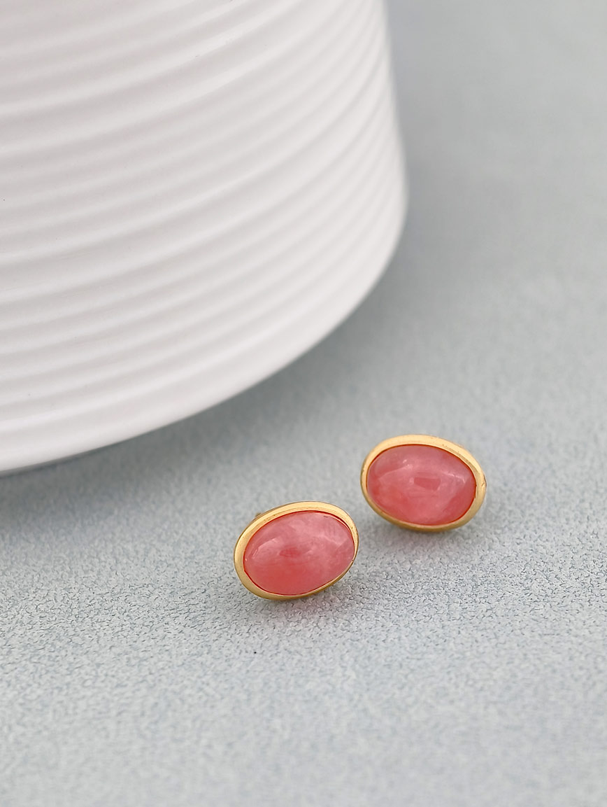 Natural Rhodochrosite Sterling Silver Earrings image