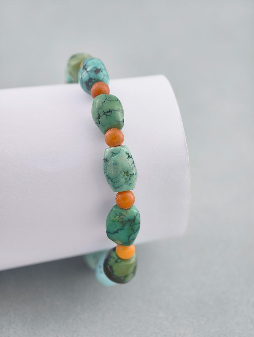 Natural Turquoise and Beeswax Bracelet image
