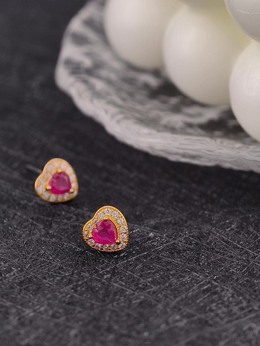 Natural Heart Ruby Sterling Silver Earrings image
