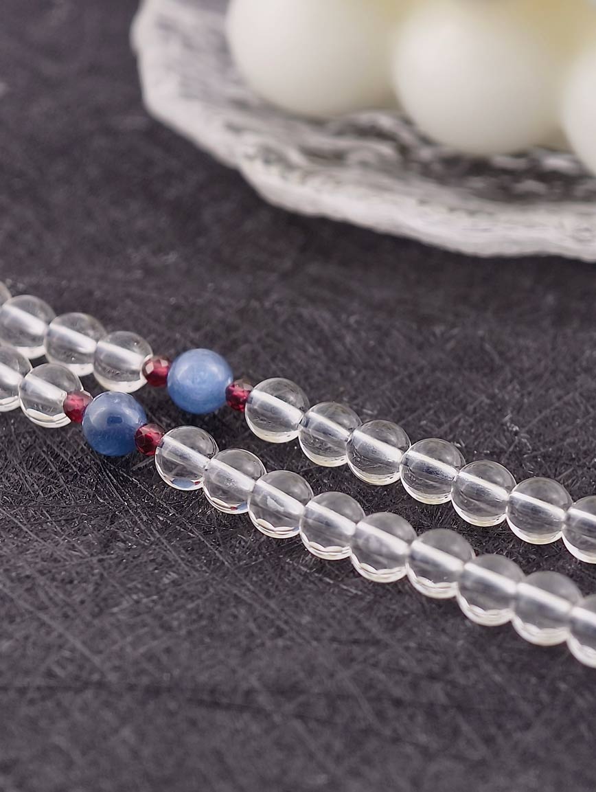 Aquamarine Pendant Clear Quartz Garnet Kyanite Super Seven Necklace image