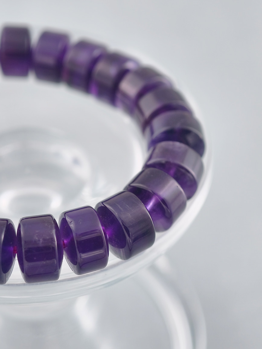 Natural Amethyst Wheel Bead Bracelet image