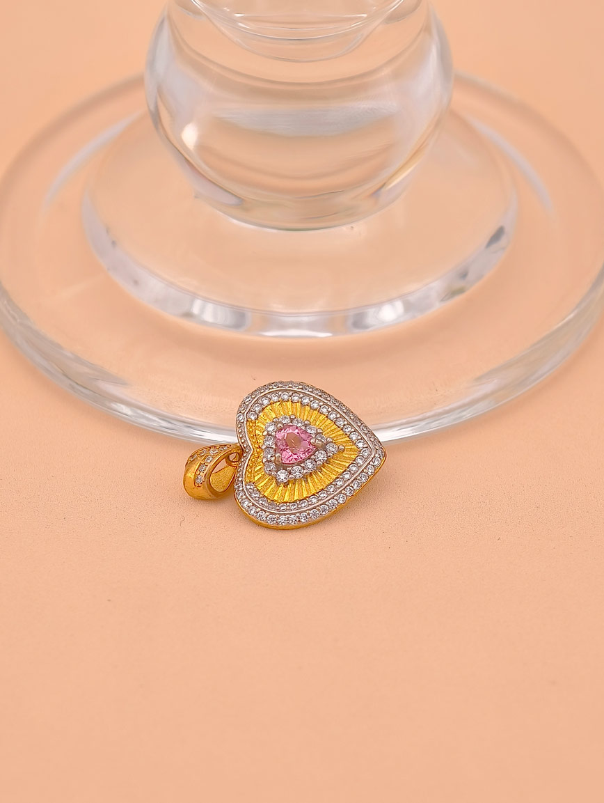 Natural Heart Pink Tourmaline Sterling Silver Pendant image