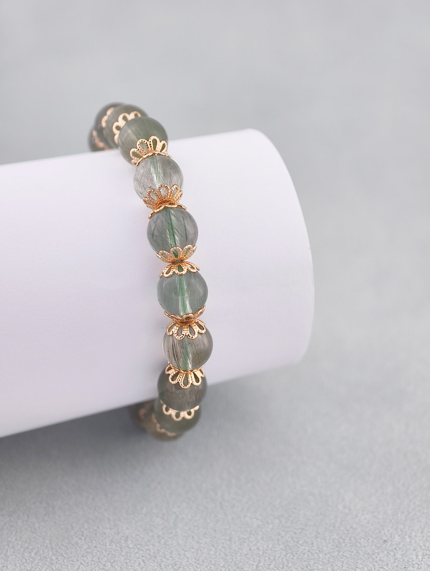 Natural Green Rutilated Quartz Exquisite Style Bracelet image