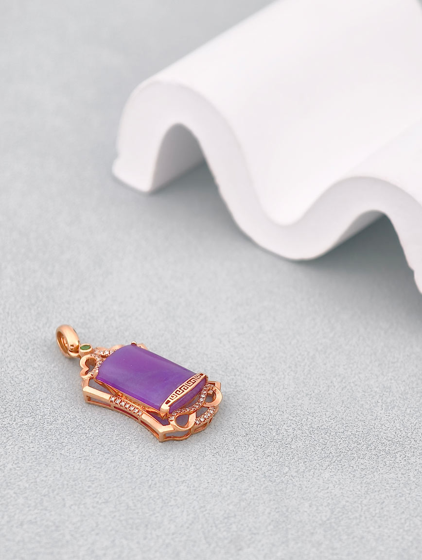 18K Gold Natural Sugilite Pendant image