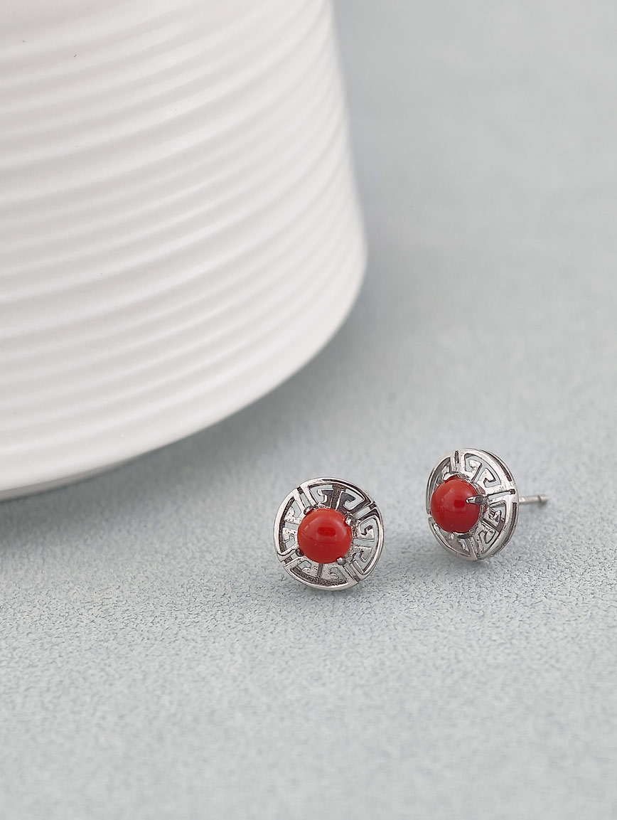 Natural South Red Agate Sterling Silver Earrings image