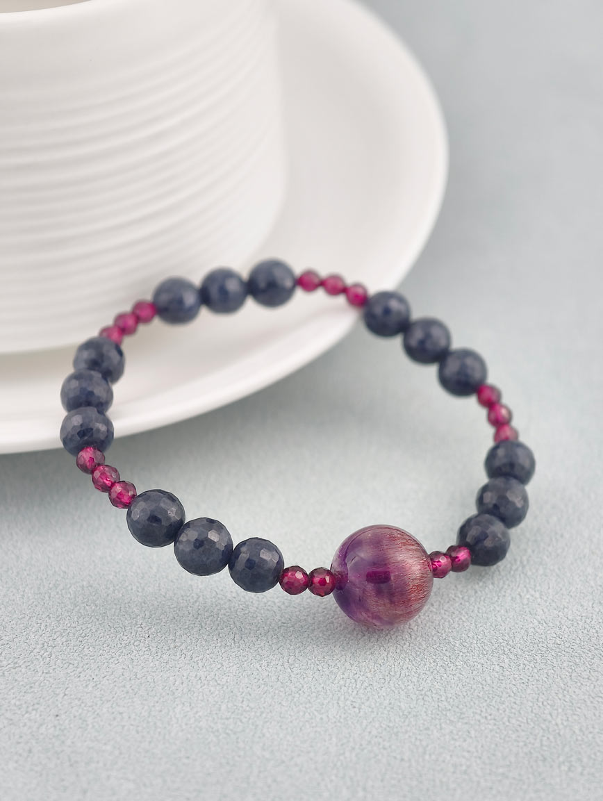 Sapphire and Super Seven Garnet Energy Bracelet image