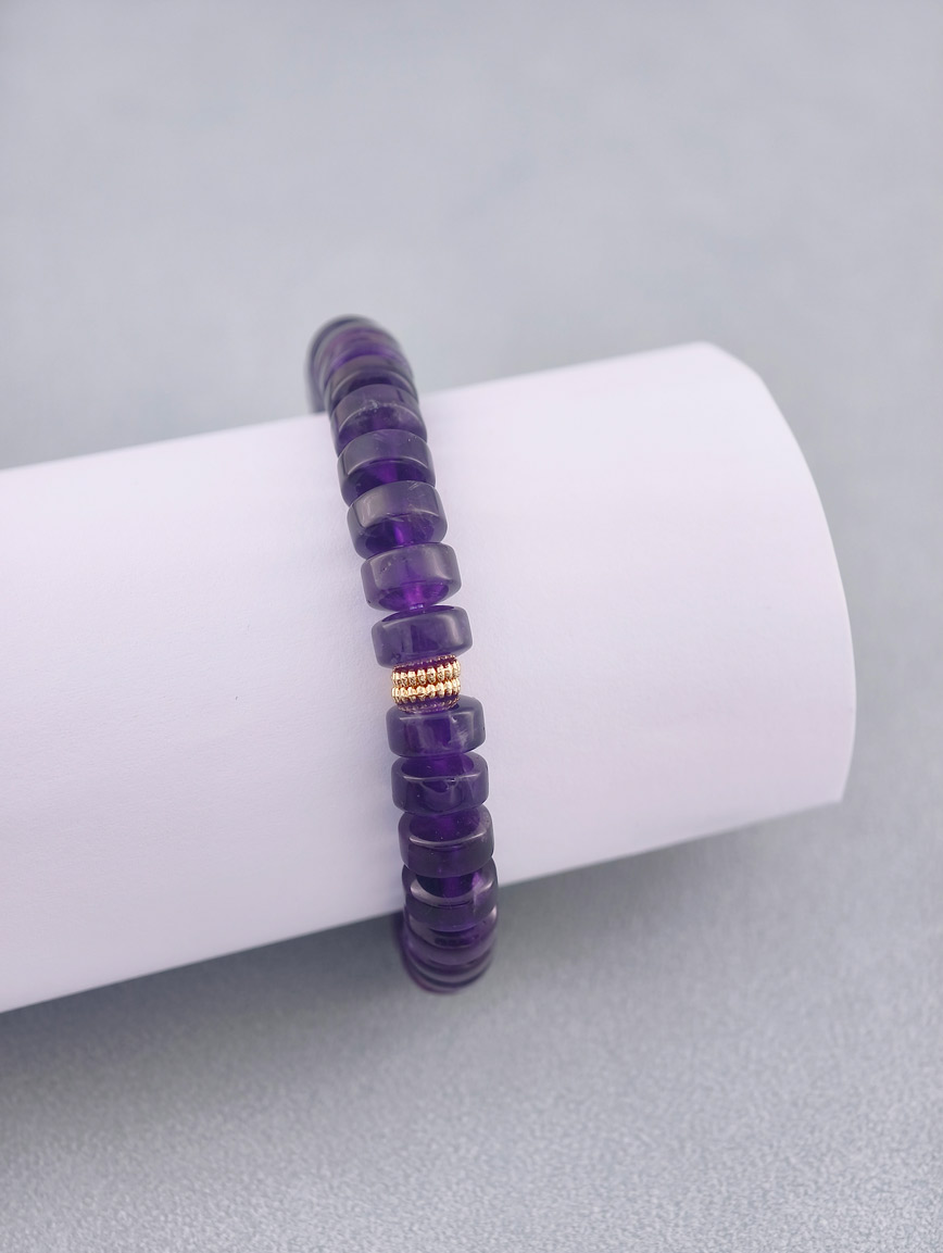 Amethyst Wheel Bead Simple Style Bracelet image