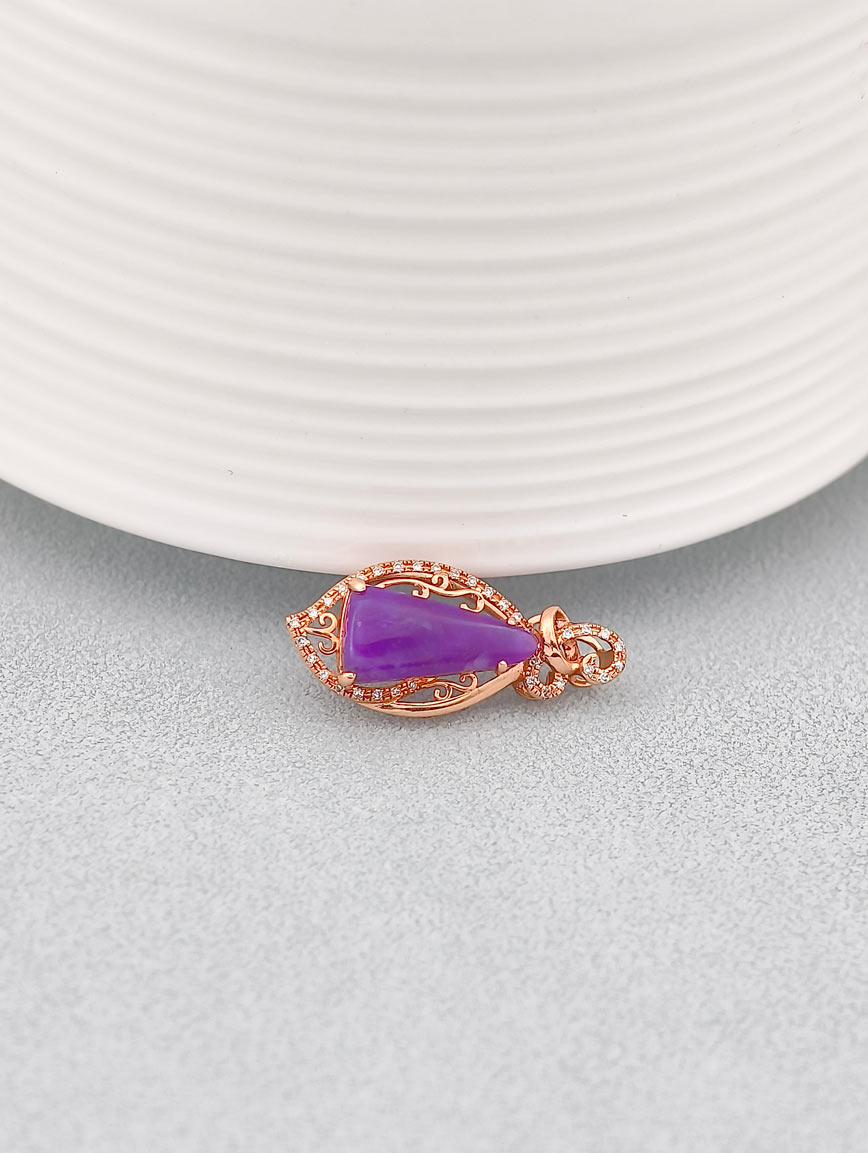 18K Gold Sugilite Diamond Pendant image